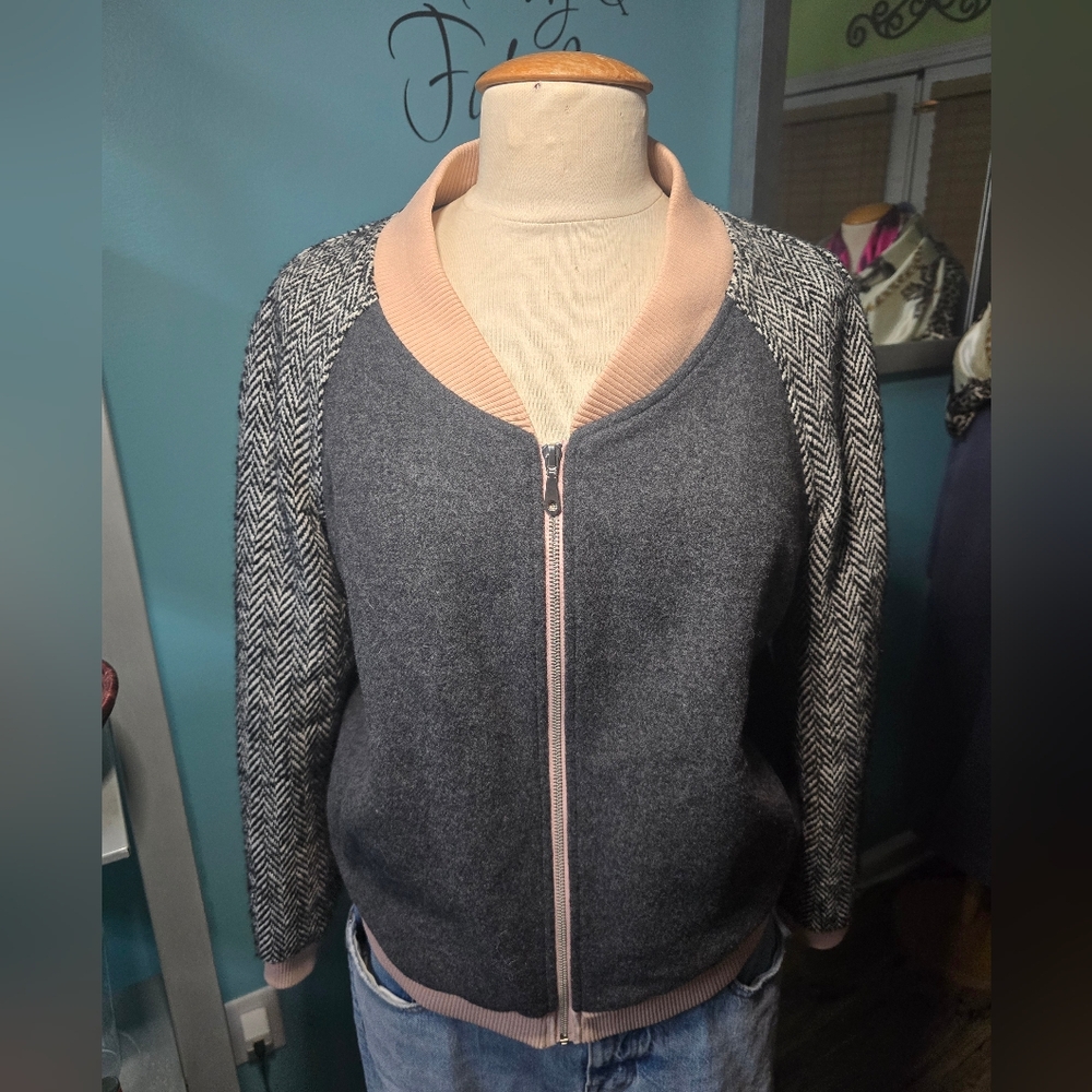 Rebecca Minkoff Tweed Zip-Up Bomber Jacket